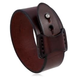 VOQ Punk Geometric Design Black with Brown Genuine Leather Wristband Cuff Bracelet for Unisex Jewelry Creative Gifts Pulseras