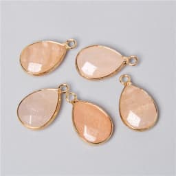 3pcs/set Natural Aventurine Rose Pink Quartzs Opal Stone Pendants Charm DIY Making Necklace Earrings For Women Exquisite Jewelry