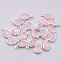 3pcs/set Natural Aventurine Rose Pink Quartzs Opal Stone Pendants Charm DIY Making Necklace Earrings For Women Exquisite Jewelry
