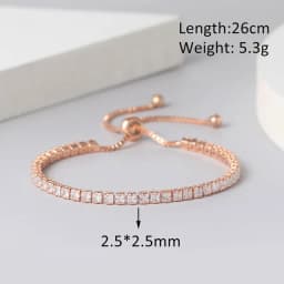 Adjustable Tennis CZ Bracelet For Women Sparking Zircon Rose Gold Color Bracelet on Hand Gift to Friends Fashion Jewelry H017
