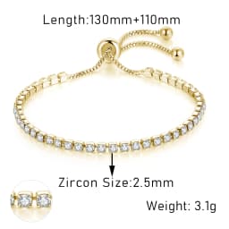 Adjustable Tennis CZ Bracelet For Women Sparking Zircon Rose Gold Color Bracelet on Hand Gift to Friends Fashion Jewelry H017