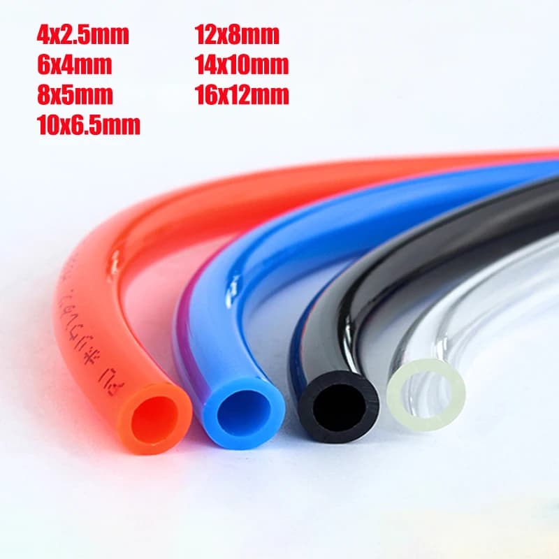 1m pneumatic hose pu pipe 4 * 2.5 mm 6 * 4 mm 8 * 5 mm 10 * 6.5 mm 12 * 8 14 * 10 mm 16 * 12 mm air tube compressor hose