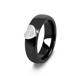 Fashion 2 Layers Black White Ceramic Crystal Wedding Rings For Women Wedding Jewelry Stainless Steel Rhinestone Engagement Gifts