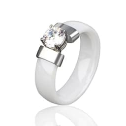 Fashion 2 Layers Black White Ceramic Crystal Wedding Rings For Women Wedding Jewelry Stainless Steel Rhinestone Engagement Gifts