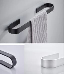 Towel Rail Rack Towel Holder Bathroom Towels Rack Hanger Black Silver Space Aluminum Wall Hanging Towel Bar Storage Shelf