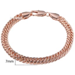 Bracelets for Women Men 585 Rose Gold Color Copper Curb Cuban Snail Link Chain Bracelet On Hand Jewelry Gifts 18cm-23cm GBB1