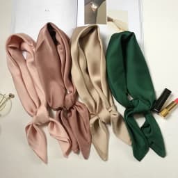 Fashion Solid Kerchief Women Head Scarf For Hair Pink Green White Silk Neck Scarfs Female 70cm*70cm Square Bandanas Lady Scarves