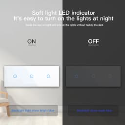 Bseed EU Standard Wall Touch Light Switch Triple 3Gang 1Way Wall Switches White Black Crystal Class Panel Switch 300W/Gang