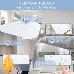 Bseed EU Standard Wall Touch Light Switch Triple 3Gang 1Way Wall Switches White Black Crystal Class Panel Switch 300W/Gang