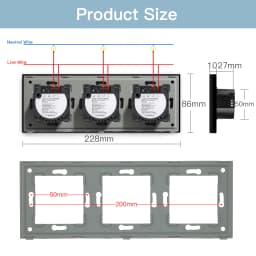 Bseed EU Standard Wall Touch Light Switch Triple 3Gang 1Way Wall Switches White Black Crystal Class Panel Switch 300W/Gang
