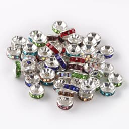 100pcs/lot Red Copper Rhinestone Rondelle Crystal Bead Big Hole Loose Spacer Beads for DIY Jewelry Making Accessories Supplie