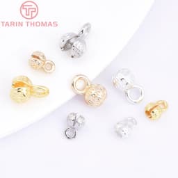 (3330)20PCS 4.3x7.5MM 24K Gold Color Plated Brass Thread Cord Wire Cover Clasps High Quality Diy Jewelry Findings Accessories