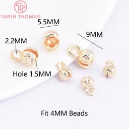 (3330)20PCS 4.3x7.5MM 24K Gold Color Plated Brass Thread Cord Wire Cover Clasps High Quality Diy Jewelry Findings Accessories
