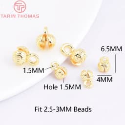 (3330)20PCS 4.3x7.5MM 24K Gold Color Plated Brass Thread Cord Wire Cover Clasps High Quality Diy Jewelry Findings Accessories