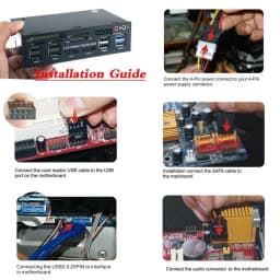 Multi-Function USB 3.0 Hub eSATA SATA Port Internal Card Reader PC Media Front Panel Audio for SD MS CF TF M2 MMC Memory Cards