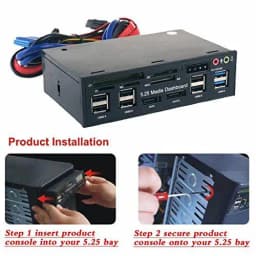 Multi-Function USB 3.0 Hub eSATA SATA Port Internal Card Reader PC Media Front Panel Audio for SD MS CF TF M2 MMC Memory Cards