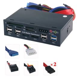 Multi-Function USB 3.0 Hub eSATA SATA Port Internal Card Reader PC Media Front Panel Audio for SD MS CF TF M2 MMC Memory Cards