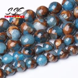 Lake Blue Cloisonne Round Stone Beads Natural Spacer Beads For Jewelry Making DIY Bracelet Accessories 15'' 6/8/10mm Wholesale