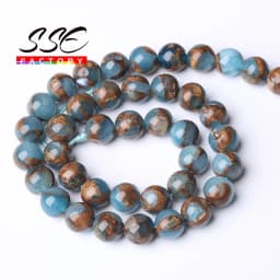 Lake Blue Cloisonne Round Stone Beads Natural Spacer Beads For Jewelry Making DIY Bracelet Accessories 15'' 6/8/10mm Wholesale
