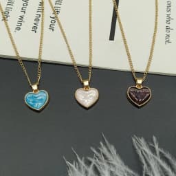Romantic Sweet Cute Colorful Heart Shape Pendant Link Chain Necklaces for Women Girls Wedding Engagement Accessories Jewelry