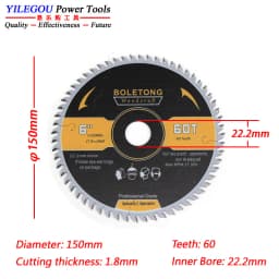 4' 5' 6' Carbide Circular Saw Blade For Dust-free Saw. 110mm, 125mm, 150mm X 60T Saw Blades Cutting Wood Aluminum. Arbor 20mm