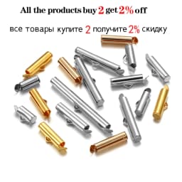 30-50Pcs Crimp End Beads Beading Slide On End Clasp Buckles Tubes Slider End Caps For DIY Jewelry Connectors Making Accessories