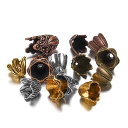 2pcs/lot Antique Bronze Hollow Flower Bead End Caps Silver Gold Spacer Apart Bead Cap For DIY Jewelry Making Finding Accessories