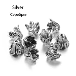 2pcs/lot Antique Bronze Hollow Flower Bead End Caps Silver Gold Spacer Apart Bead Cap For DIY Jewelry Making Finding Accessories