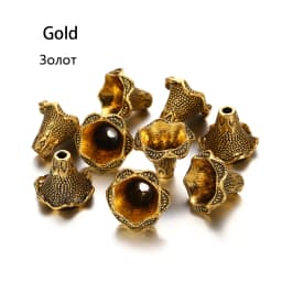 2pcs/lot Antique Bronze Hollow Flower Bead End Caps Silver Gold Spacer Apart Bead Cap For DIY Jewelry Making Finding Accessories