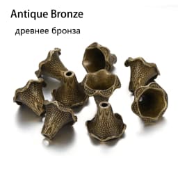 2pcs/lot Antique Bronze Hollow Flower Bead End Caps Silver Gold Spacer Apart Bead Cap For DIY Jewelry Making Finding Accessories