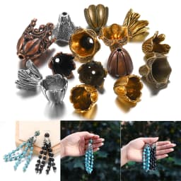 2pcs/lot Antique Bronze Hollow Flower Bead End Caps Silver Gold Spacer Apart Bead Cap For DIY Jewelry Making Finding Accessories