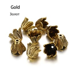 2pcs/lot Antique Bronze Hollow Flower Bead End Caps Silver Gold Spacer Apart Bead Cap For DIY Jewelry Making Finding Accessories