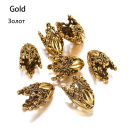 2pcs/lot Antique Bronze Hollow Flower Bead End Caps Silver Gold Spacer Apart Bead Cap For DIY Jewelry Making Finding Accessories