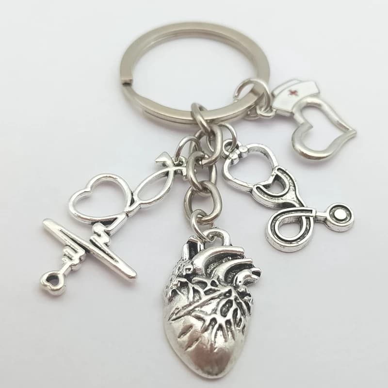 1 piece of heart charm keychain medical anatomical keychain heart keychain, used for doctors and nurses bag chain jewelry gift