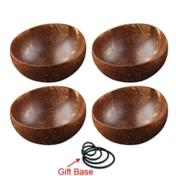 12-15cm Natural Coconut Bowl Set Wooden Salad Ramen Bowl Coconut Wood Spoon Set Coco Smoothie Kitchen Tableware Coconut Bowl