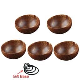 12-15cm Natural Coconut Bowl Set Wooden Salad Ramen Bowl Coconut Wood Spoon Set Coco Smoothie Kitchen Tableware Coconut Bowl