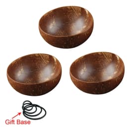 12-15cm Natural Coconut Bowl Set Wooden Salad Ramen Bowl Coconut Wood Spoon Set Coco Smoothie Kitchen Tableware Coconut Bowl