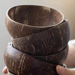 12-15cm Natural Coconut Bowl Set Wooden Salad Ramen Bowl Coconut Wood Spoon Set Coco Smoothie Kitchen Tableware Coconut Bowl