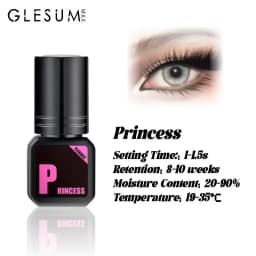 Glesum Eyelash Glue Princess 0.5s-1s Dry Oil And Water Resistant Retention Time 7-9 Weeks Soft Eyelash Adhesive