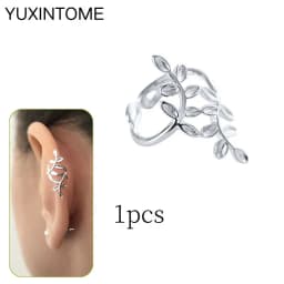 Plated 24K Gold Crystal Flower Clip Earrings Water Drop With Dangling Chain Earrings For Women Cartilage Ear Cuff Jewelry