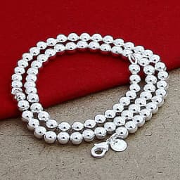 Aravant 925 Silver 4MM/6MM/8MM/10MM Bead Chain Necklace For Men Women Fashion Jewelry