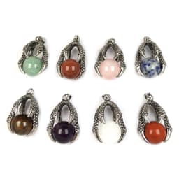 Natural Stones Pendant Creative Dragon Claw Hold Round Stone Beads Pendants for Jewelry Making DIY charm Necklaces Accessories