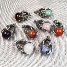 Natural Stones Pendant Creative Dragon Claw Hold Round Stone Beads Pendants for Jewelry Making DIY charm Necklaces Accessories