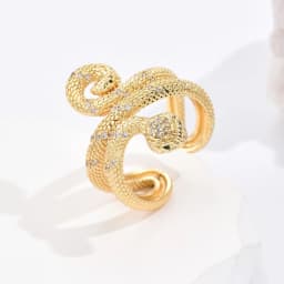 Fashion Gold Color Snake Ring For Women Girl Adjustable Exquisite Shiny Cubic Zirconia Finger Ring Wedding Jewelry Gift