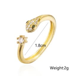 Fashion Gold Color Snake Ring For Women Girl Adjustable Exquisite Shiny Cubic Zirconia Finger Ring Wedding Jewelry Gift
