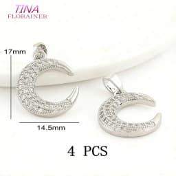 Gold Color Plated Brass and Zircon Moon charm pendant European fashion handmade beaded necklace pendant accessories