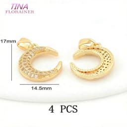 Gold Color Plated Brass and Zircon Moon charm pendant European fashion handmade beaded necklace pendant accessories