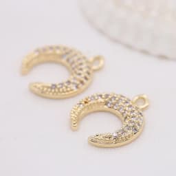 Gold Color Plated Brass and Zircon Moon charm pendant European fashion handmade beaded necklace pendant accessories