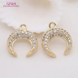 Gold Color Plated Brass and Zircon Moon charm pendant European fashion handmade beaded necklace pendant accessories