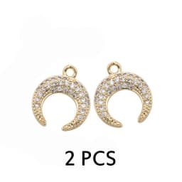 Gold Color Plated Brass and Zircon Moon charm pendant European fashion handmade beaded necklace pendant accessories
